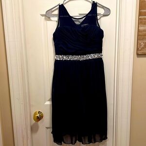 Gorgeous Girls size 16 Navy Dress.  Semi Formal. Beautiful rhinestone waistband.